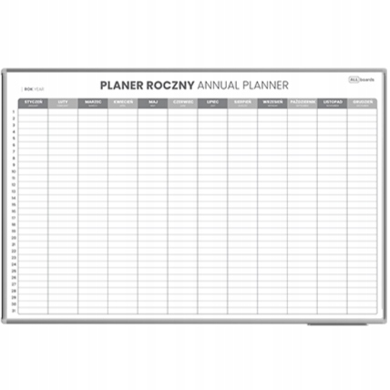 Tablica planer roczny 150x100 cm magnetyczna suchościeralna