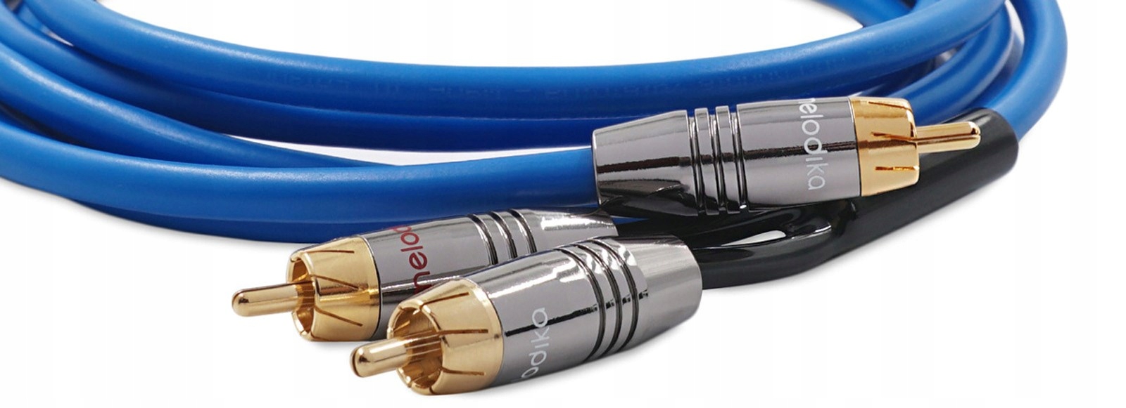 MELODIKA SBSWY15 SKY BLUE KABEL DO SUBWOOFERA RCA - 2x RCA TYPU Y OFC 1,5m Średnica zewnętrzna 7 mm