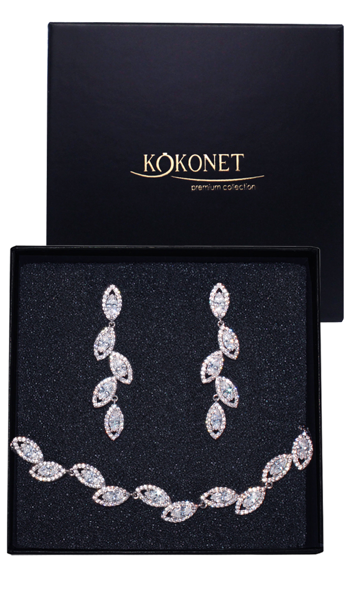 Sada šperků náušnice Náramek boho glam listy prolamované lehké