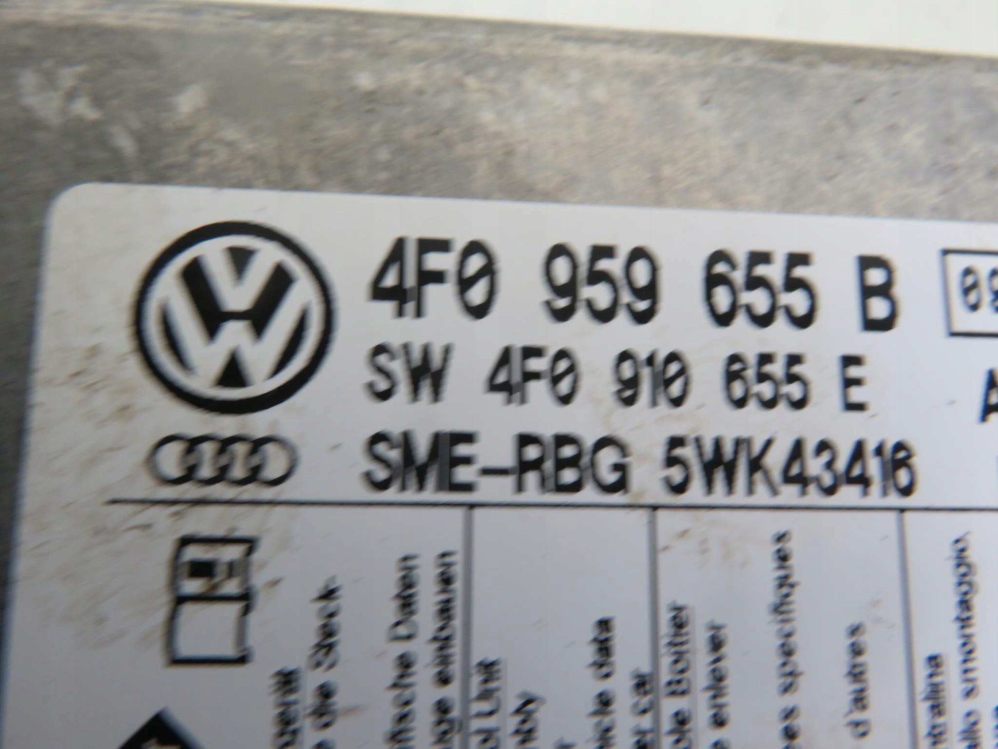 MODUŁ AIRBAG AUDI A6 Avant (4F5, C6) 4F0959655B Producent części Audi OE