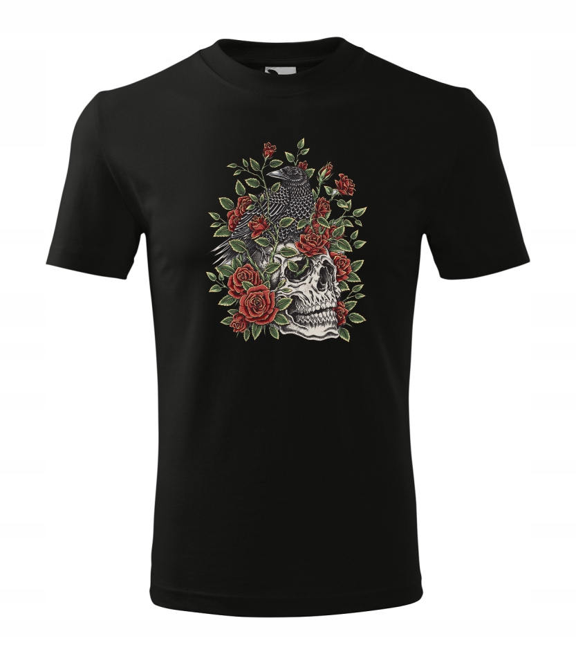 

Koszulka T-shirt Czaszka Wrona crow roses