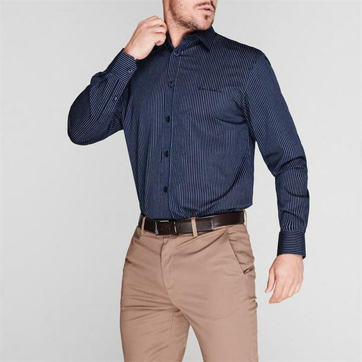 Granatowa koszula męska w paski Pierre Cardin, Rozmiar L Marka Pierre Cardin