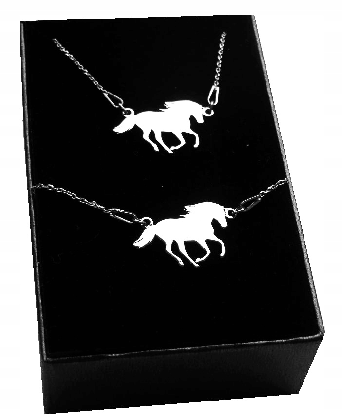 

Srebrny komplet konik koń konie celebrytka 925