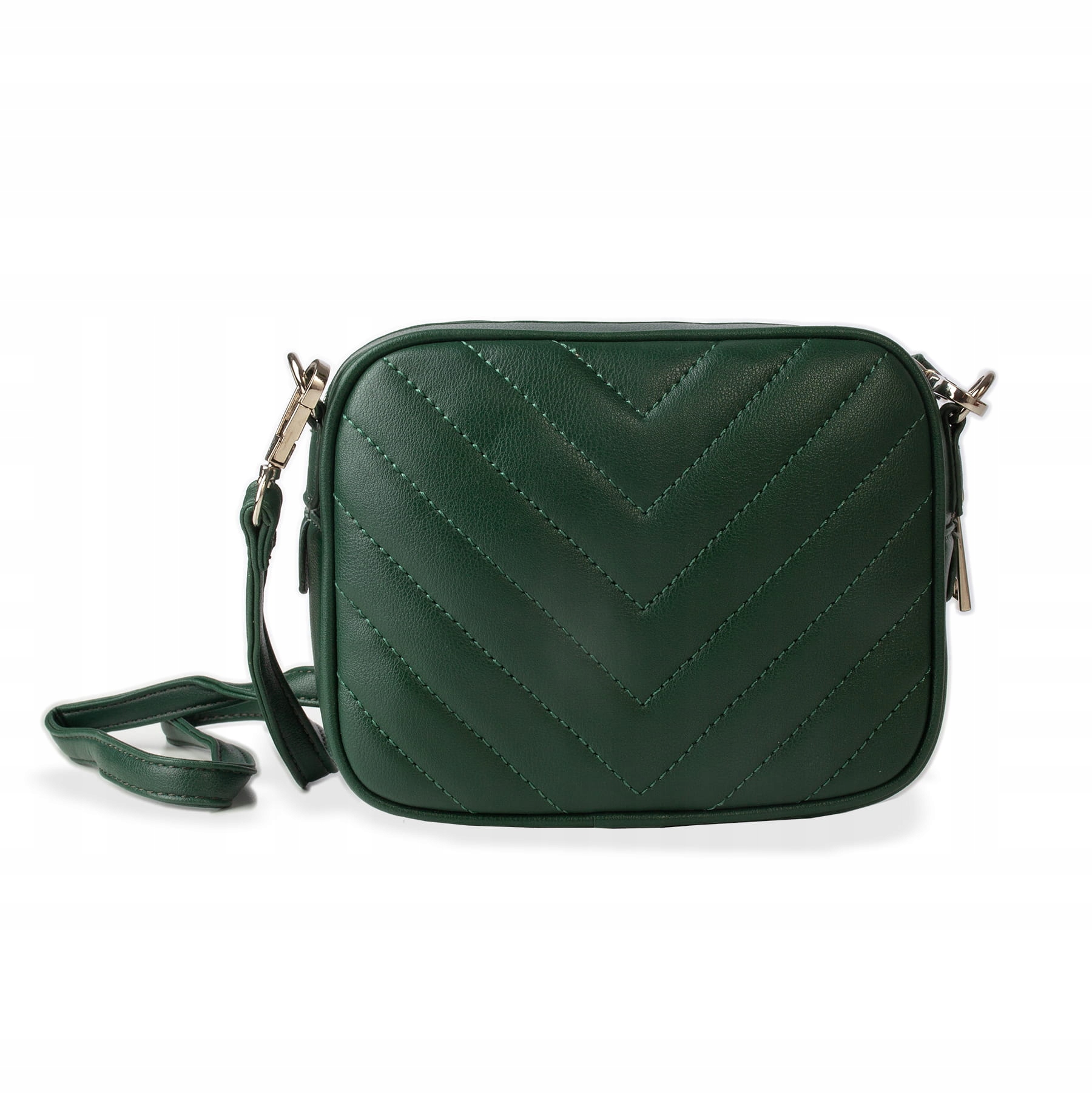 

Torebka kopertówka zielona pikowana z paskiem