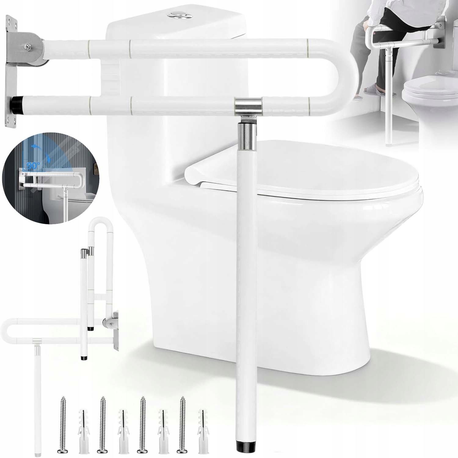 Uchwyt Łazienkowy Składany Poręcz Uchylna Dla Niepełnosprawnych Seniora