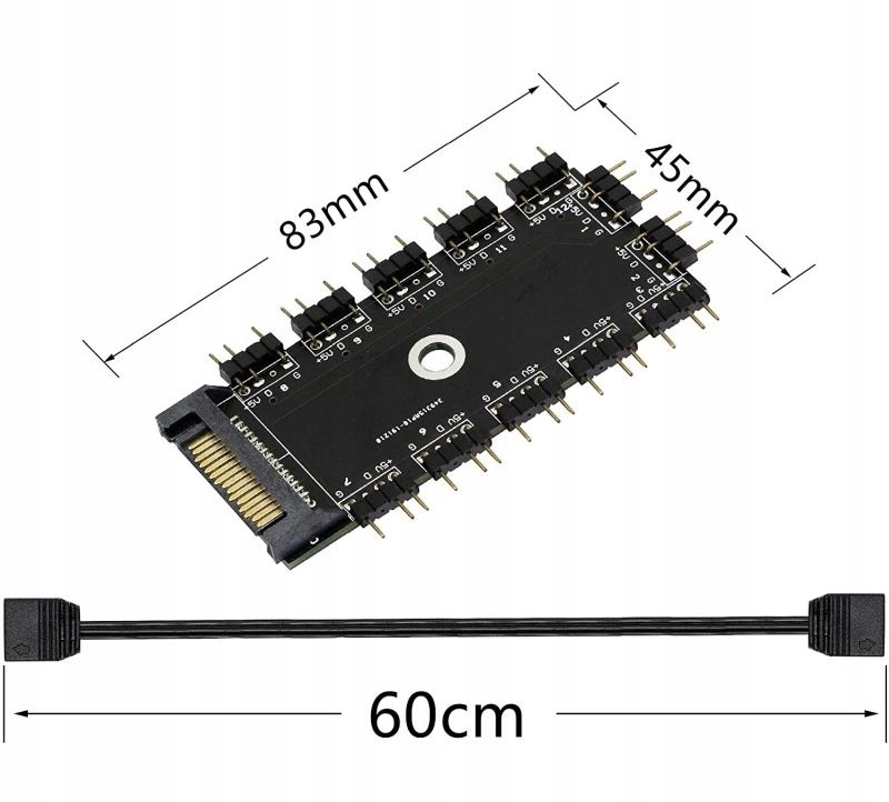 Hub Rozdzielacz SATA 12x aRGB 5V LED 3PIN Producent nieznany producent