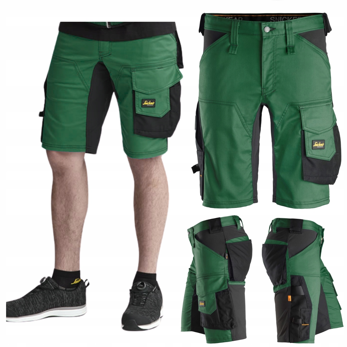 Krátké kraťasy Snickers AllroundWork 6143 Stretch vel. 56 zelené