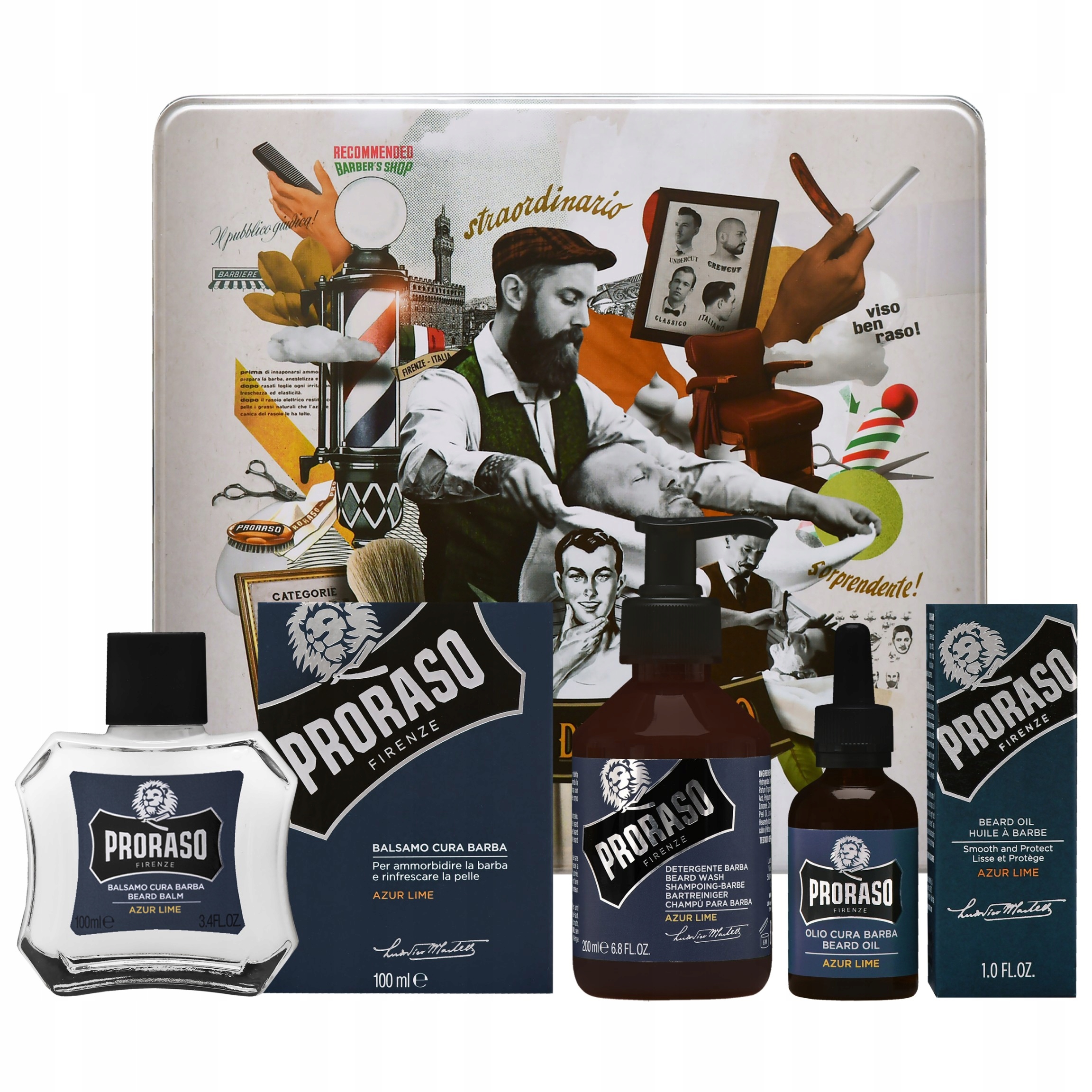 Proraso Azur Lime – sada pro péči o vousy v ozdobném dárkovém balení