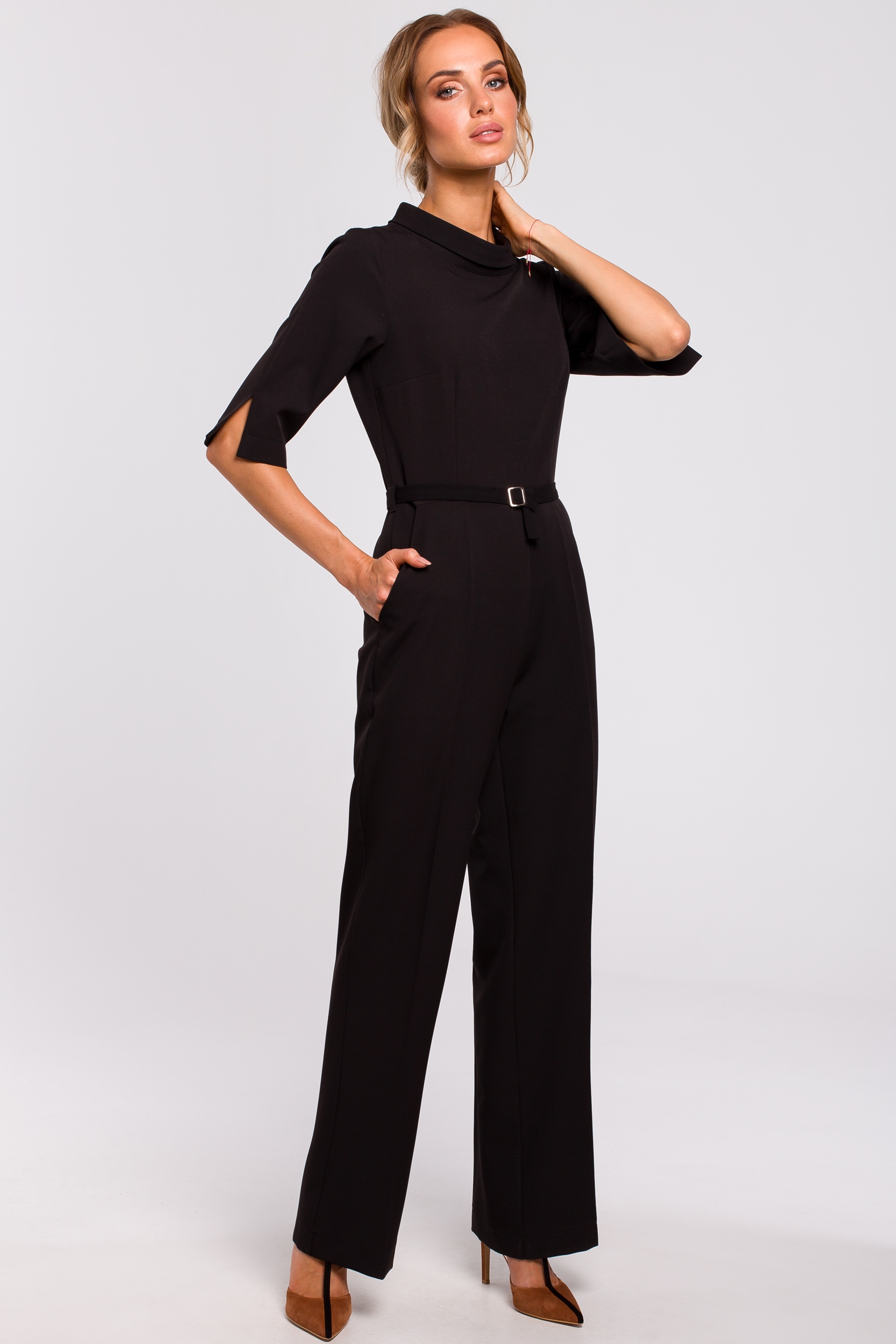 KOMBINEZON ELEGANCKI DAMSKI KOBIECY LUŹNE DŁUGIE NOGAWKI CZARNY 42 XL Marka MOE