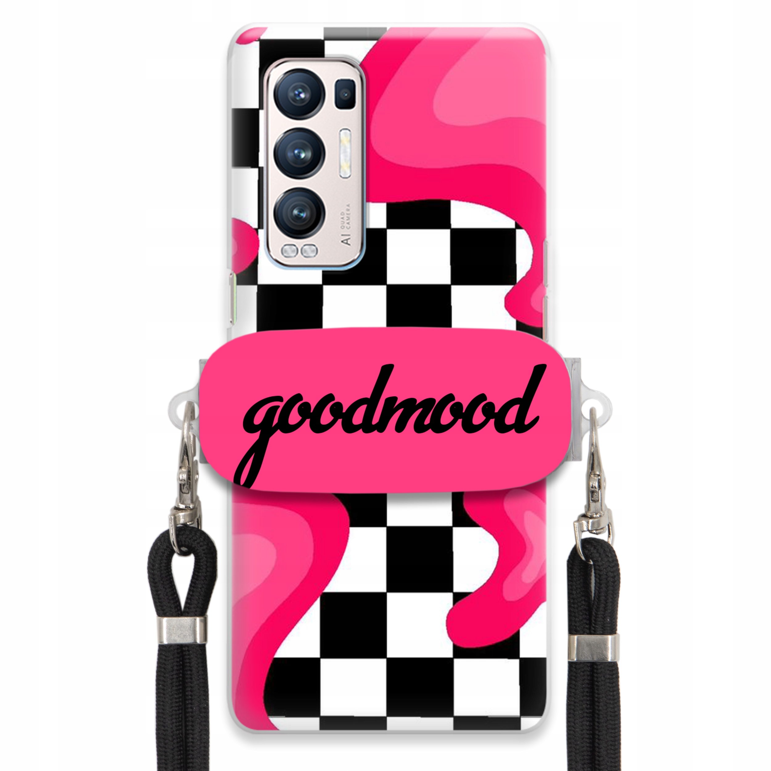 Pouzdro Pro Oppo Reno 5 Pro Plus 5G Sada Case Držák Na Vodítko Černá Splash