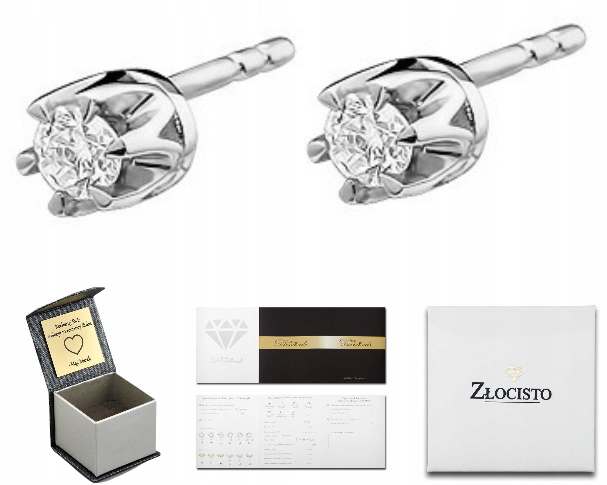 Bílé Zlaté Náušnice S Brilianty 0,16 Ct Tyčinky
