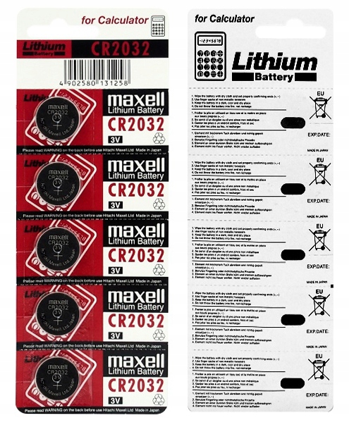 

5x Bateria Litowa 2032 Maxell CR2032 3V Japońska
