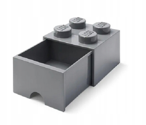 Lego Kontejner Krabička Kostka 4 Tmavě Šedá S Zásuvkou 25 cm 40051754