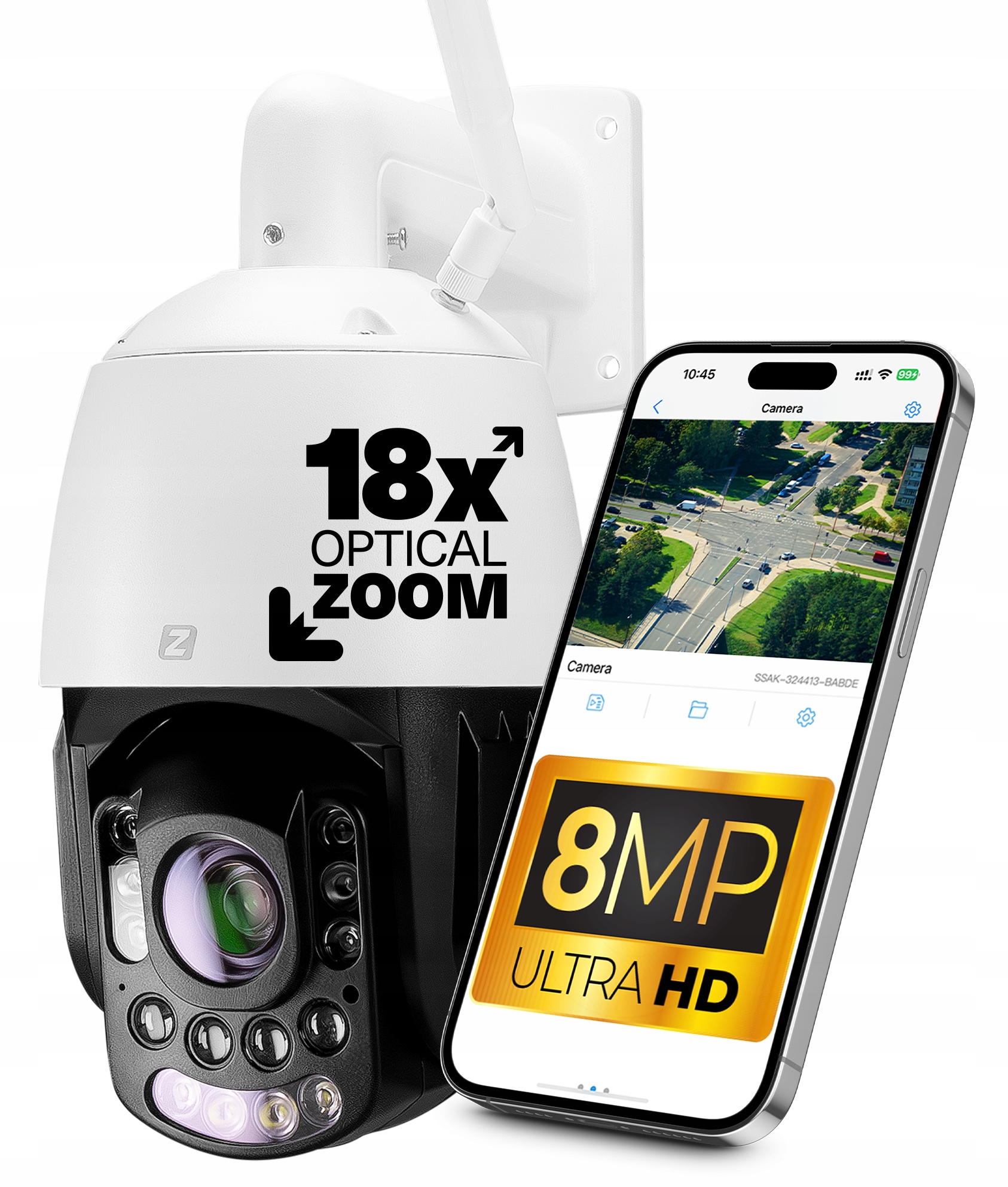 Venkovní kamera Otočná WiFi 8MPx 4K Detekce 150M Ir Zoom Optický x18