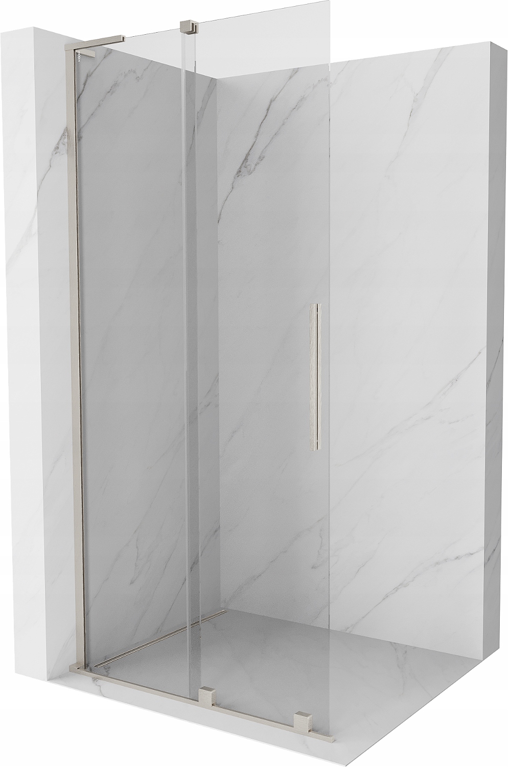 Mexen Velar L posuvná sprchová stěna Walk-in 100x200 cm, 8 mm, matný nikl