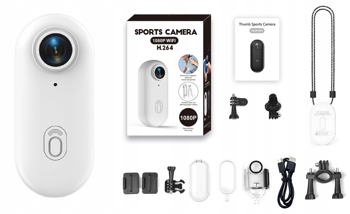 Mini sportovní kamera Hd 4K Vodotěsný úhel 140° WiFi adaptéry Akcesoria Wh