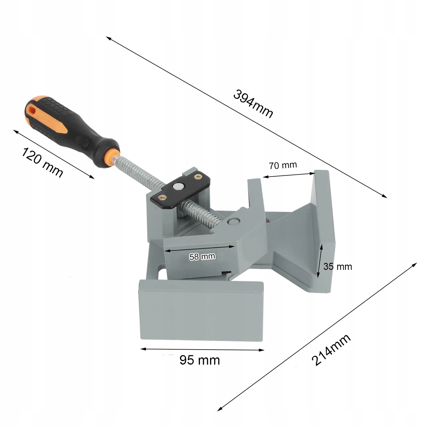 ŚCISK STOLARSKI KĄTOWY IMADŁO NAROŻNE 150x70MM Marka Falon-Tech
