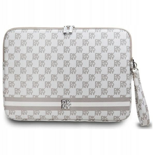 Dkny Pouzdro na notebook DKCS16PVSHLE 16" béžové/beige Kostkovaný vzor Potisk St