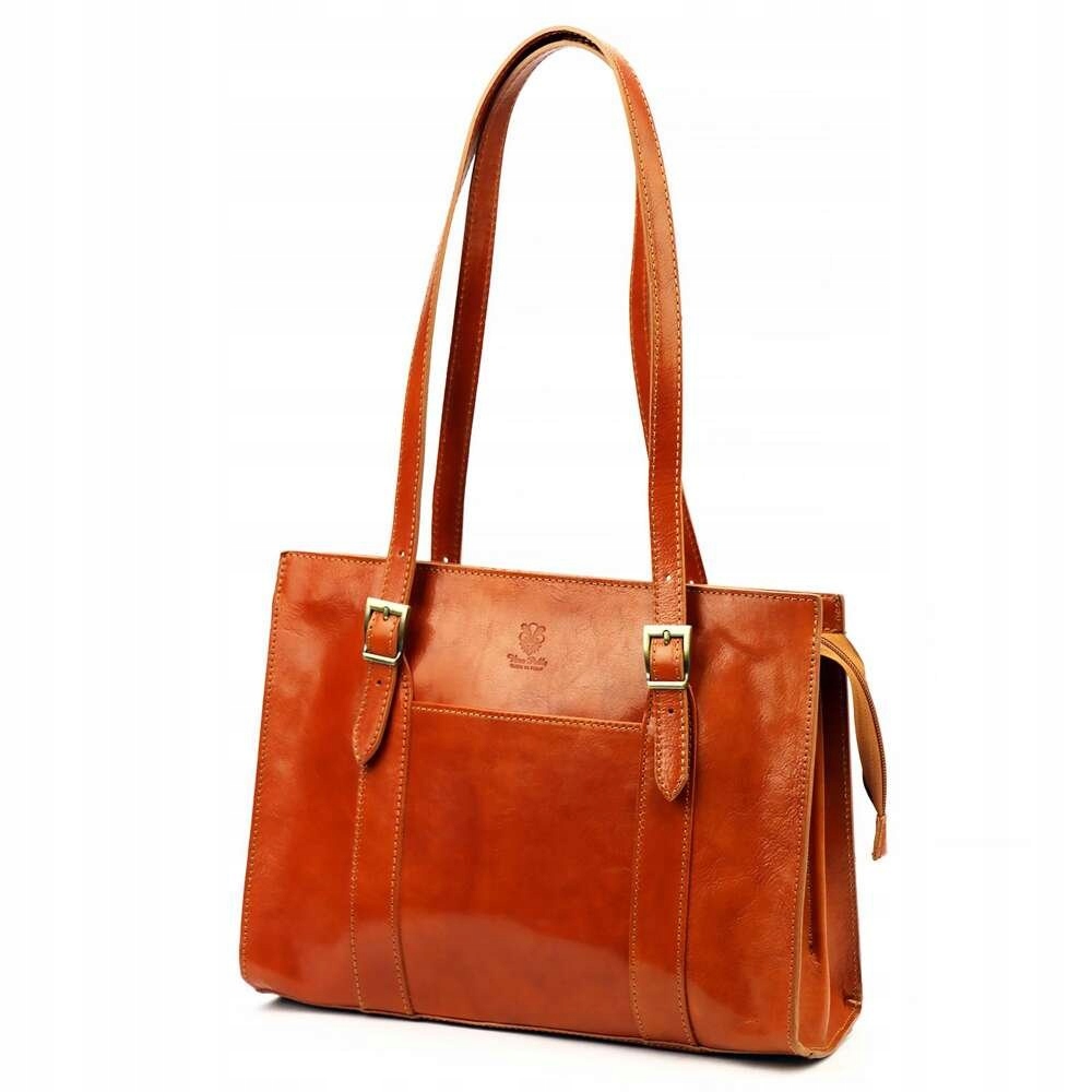 Dámská kožená kabelka Florence A4 Camel Shopper přes rameno Kožená