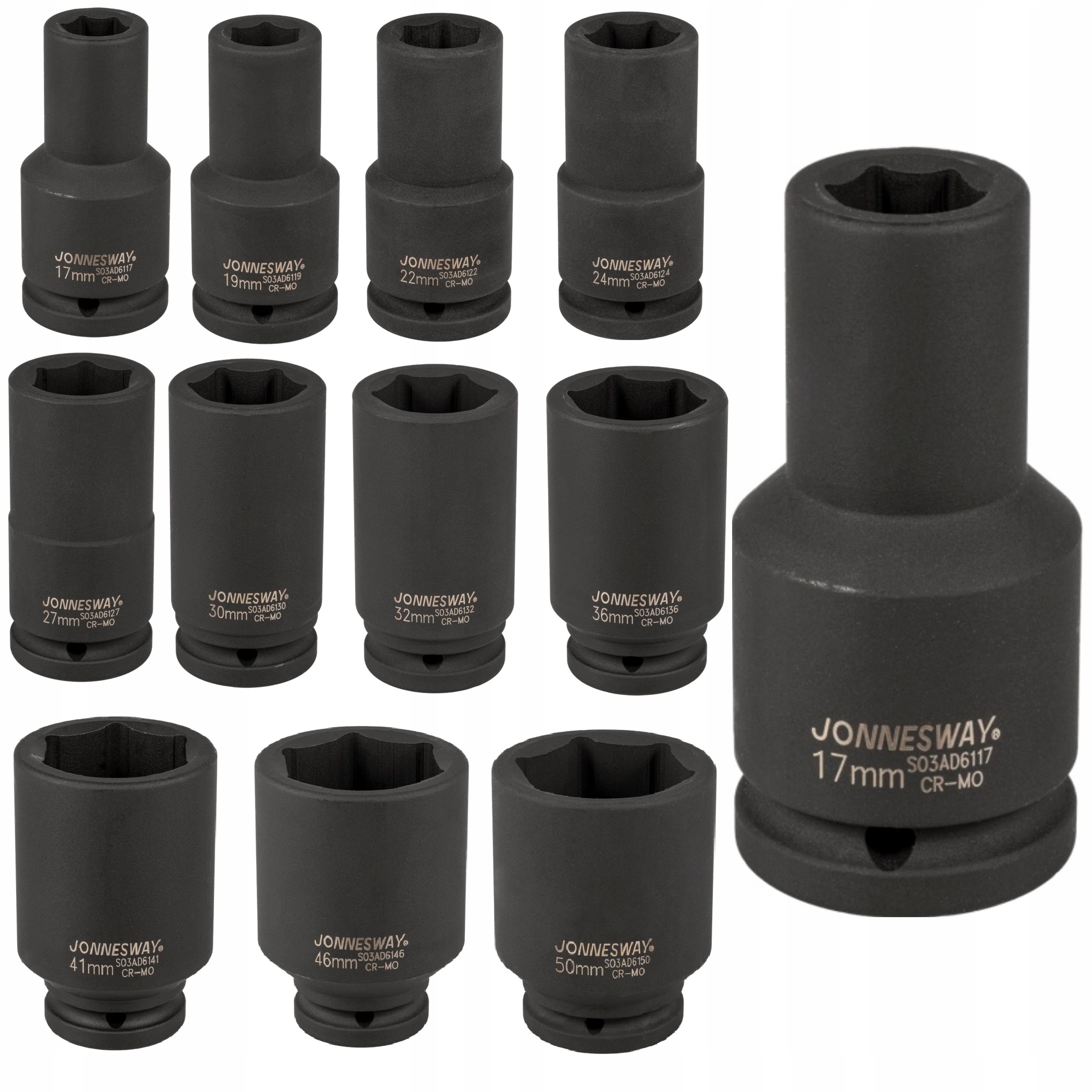 Jonnesway Nasadka udarowa Długa 3/4" 17 19 22 24 27 30 32 36 41 46 50 mm