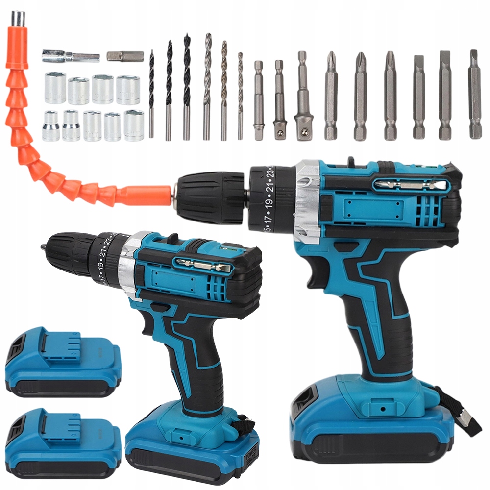 Výkonná Příklepová Vrtačka 21 V 1500 Mah S Led Osvětlením, 2 Bateriemi A Kufrem