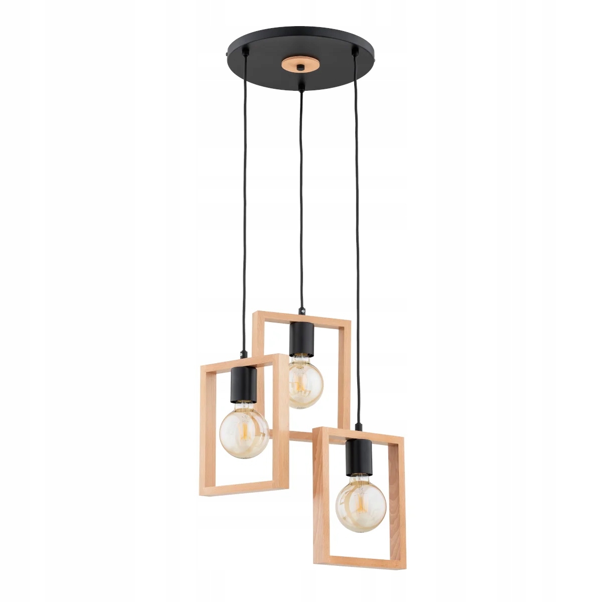 Závěsná lampa Rezon Alfa Skandinávská 3xE27 Dřevěná černá