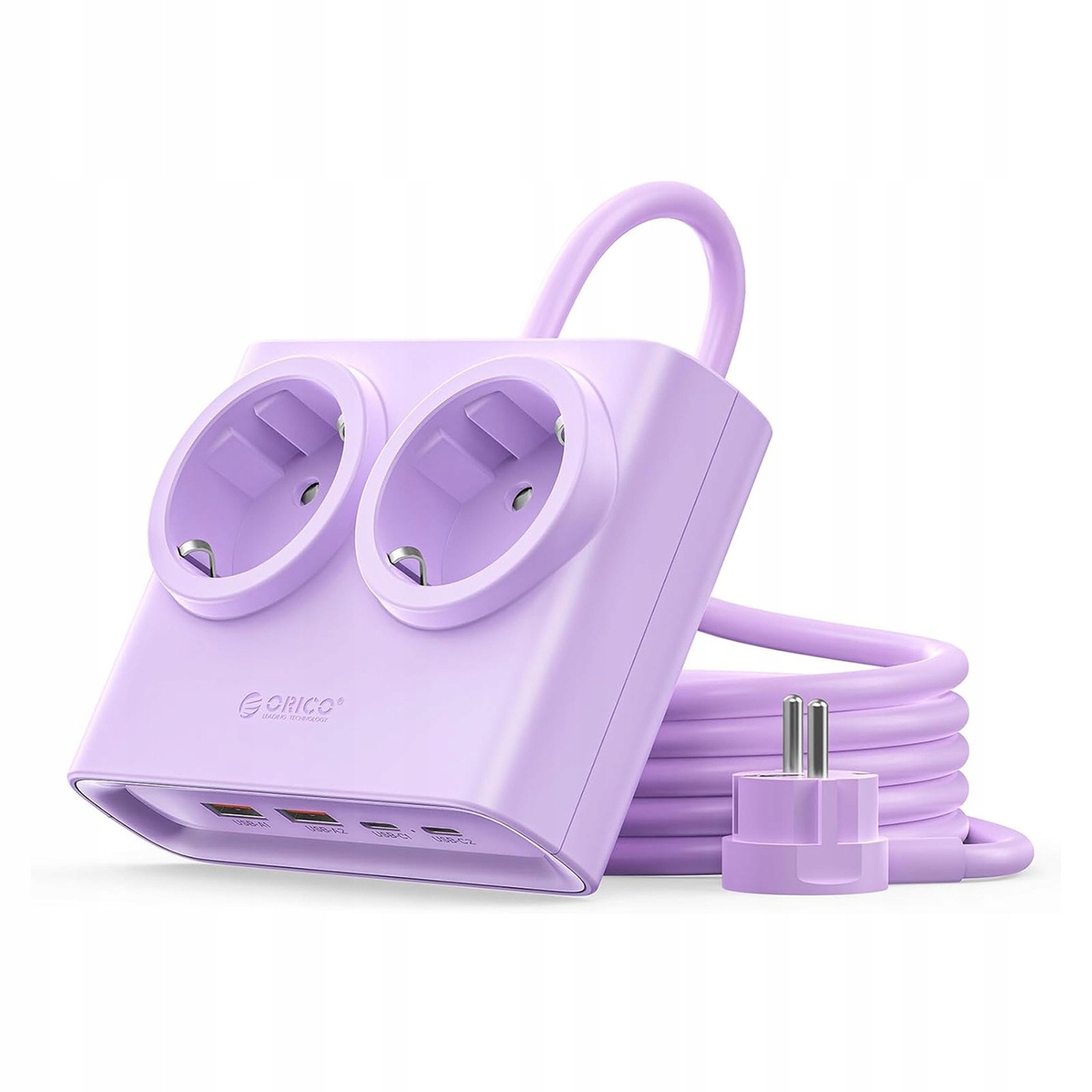 Zásuvková lišta 6v1 Ac Usb-a Usb-c 25W fialová