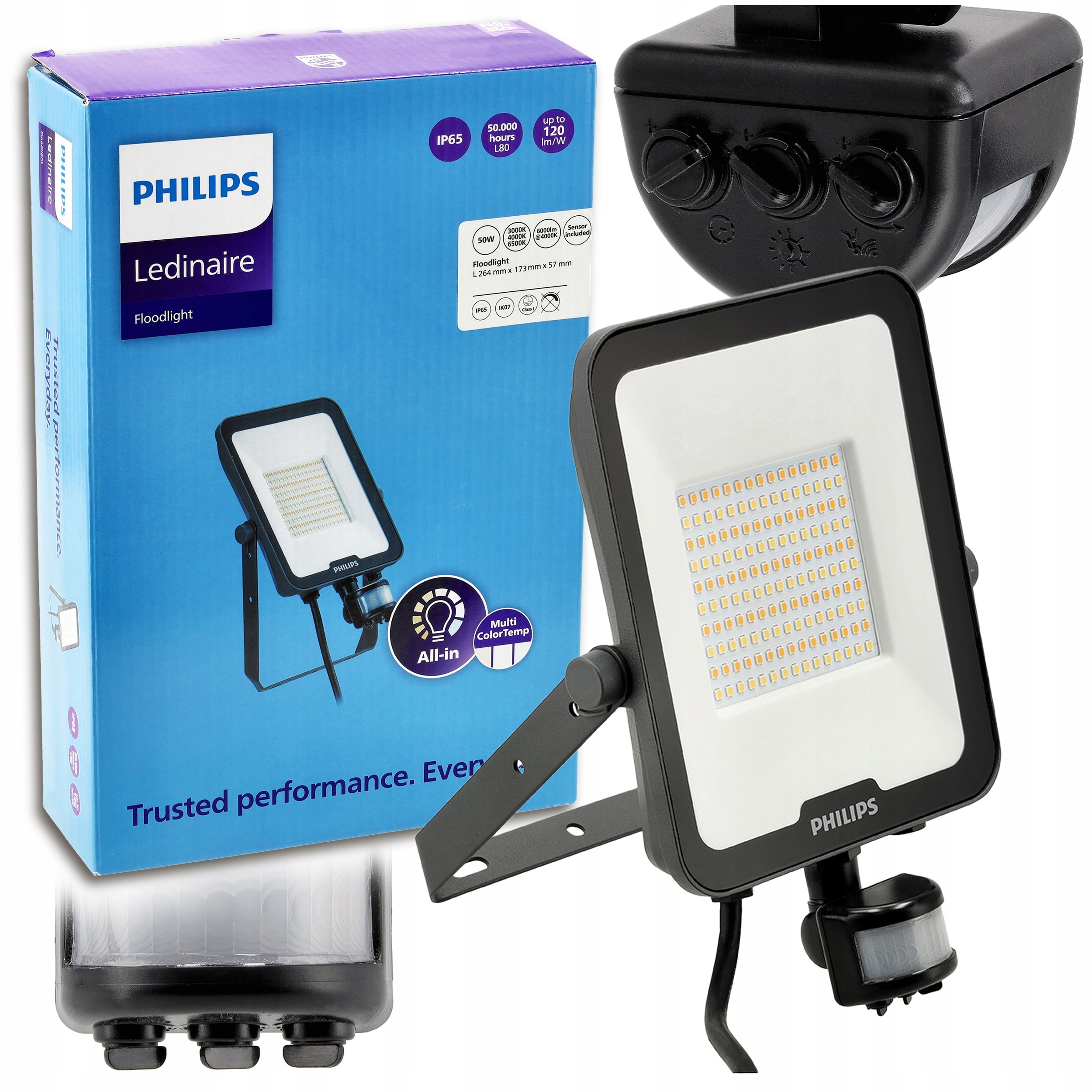 Halogenový Led reflektor Philips 50W 6000lm Cct s detektorem pohybu
