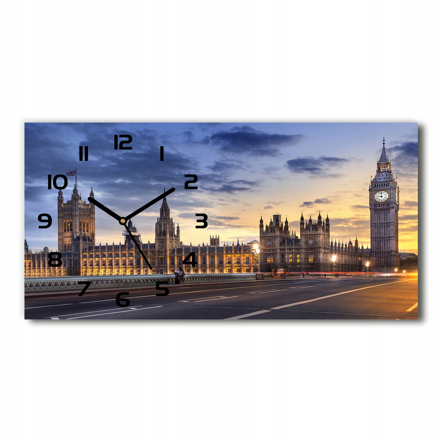 

Cichy szklany zegar na ścianę Big Ben Londyn 60x30