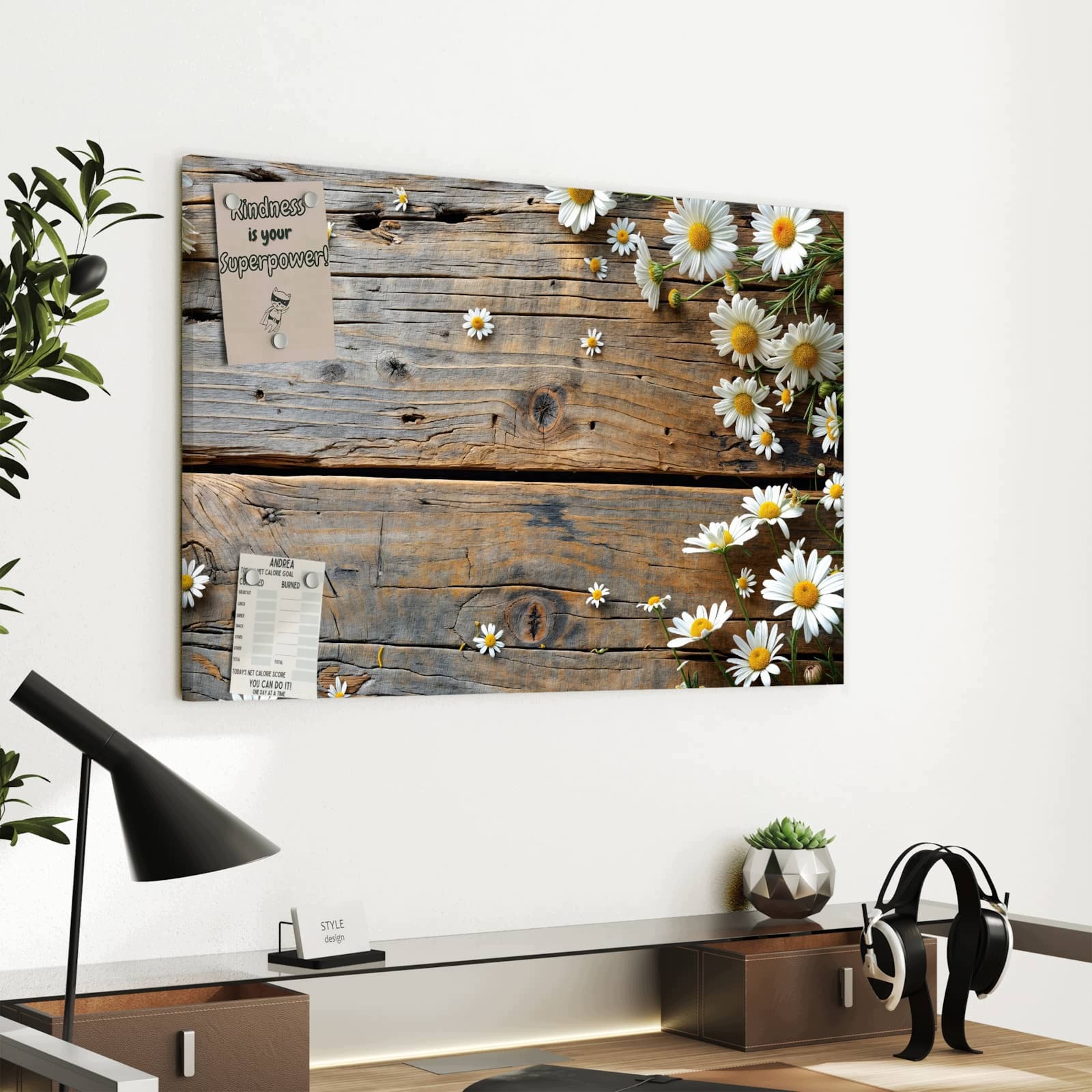 Magnetická tabule Dřevo Sedmikrásky 60 × 40 cm