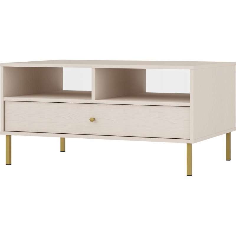 Elegantní konferenční stolek Moderní Oslo Vysoké nohy do obývacího pokoje Béžová Šuplík