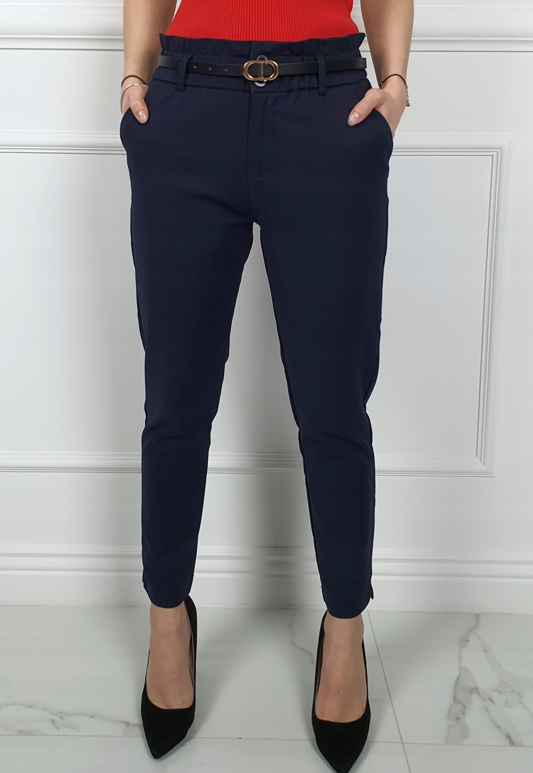 #ELEGANCKIE SPODNIE DAMSKIE Freesia 7/8 - Falbanka Model Cygaretka