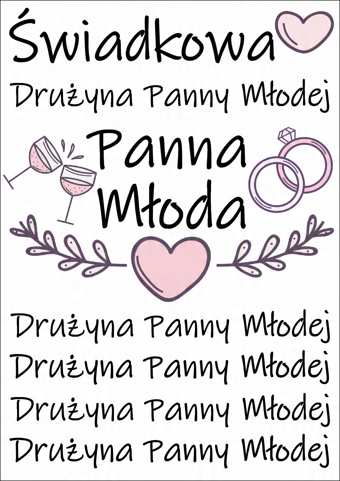 

PK15FF Tymczasowe tatuaże Panna Młoda Świadkowa