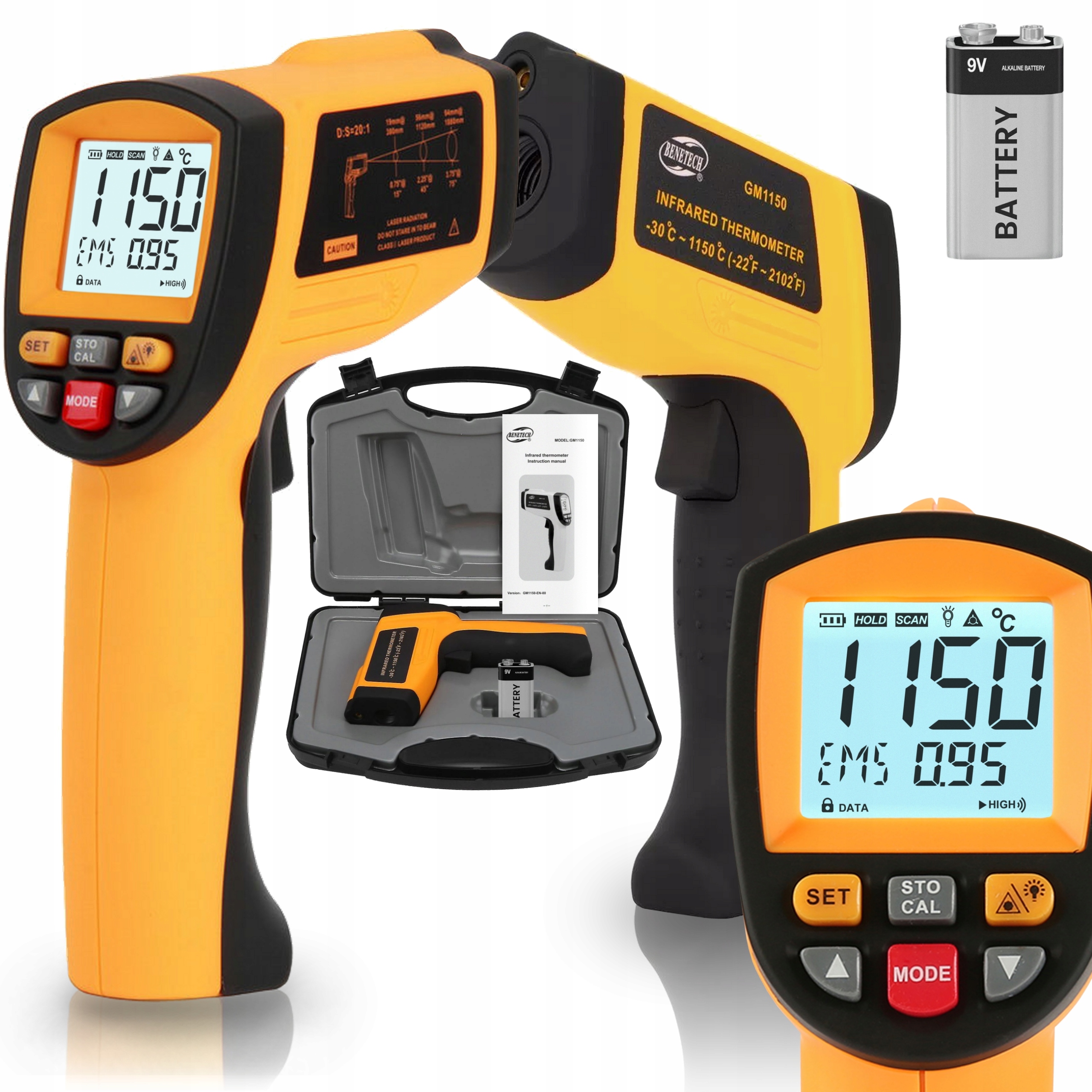 Pyrometr, Laserový Bezdotykový Infračervený Teploměr, Emisivita -30 +1150
