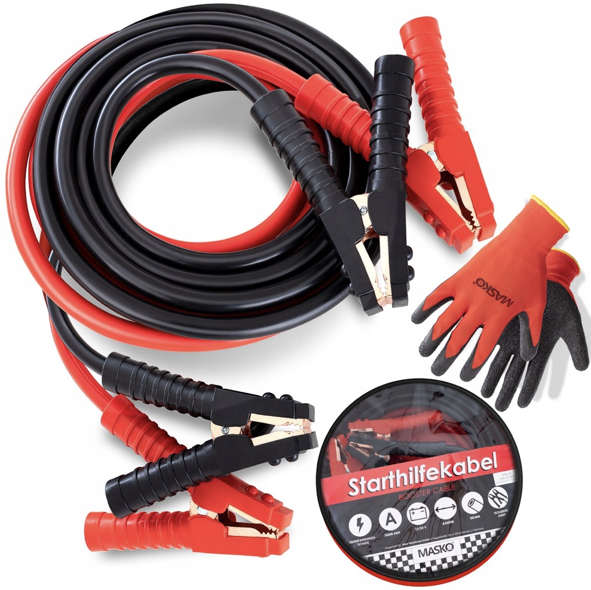 Masko Kable Rozruchowe z Torbą Izolowane 6m 3000AMP +Rękawice