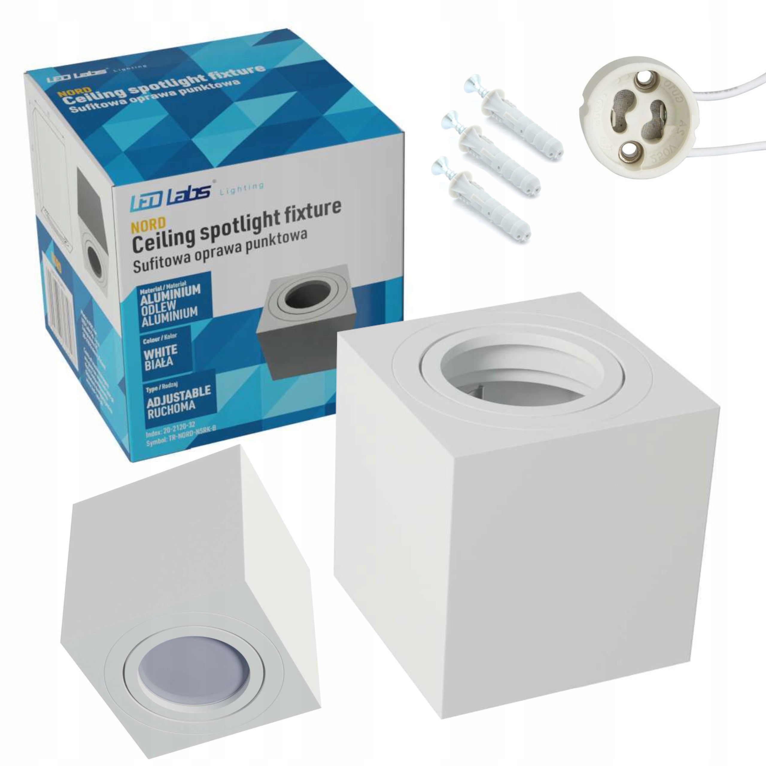 OPRAWA SUFITOWA LED GU10 KWADRATOWA RUCHOMA BIAŁA