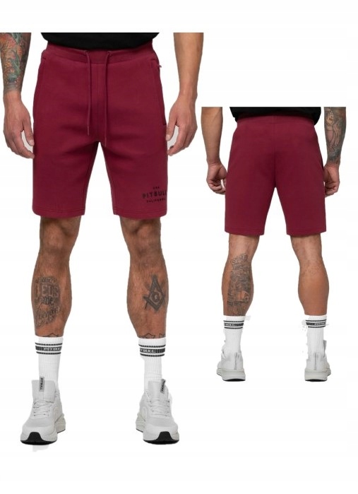 Pitbull West Coast Pánské Teplákové Kraťasy Sampson Burgundy XL