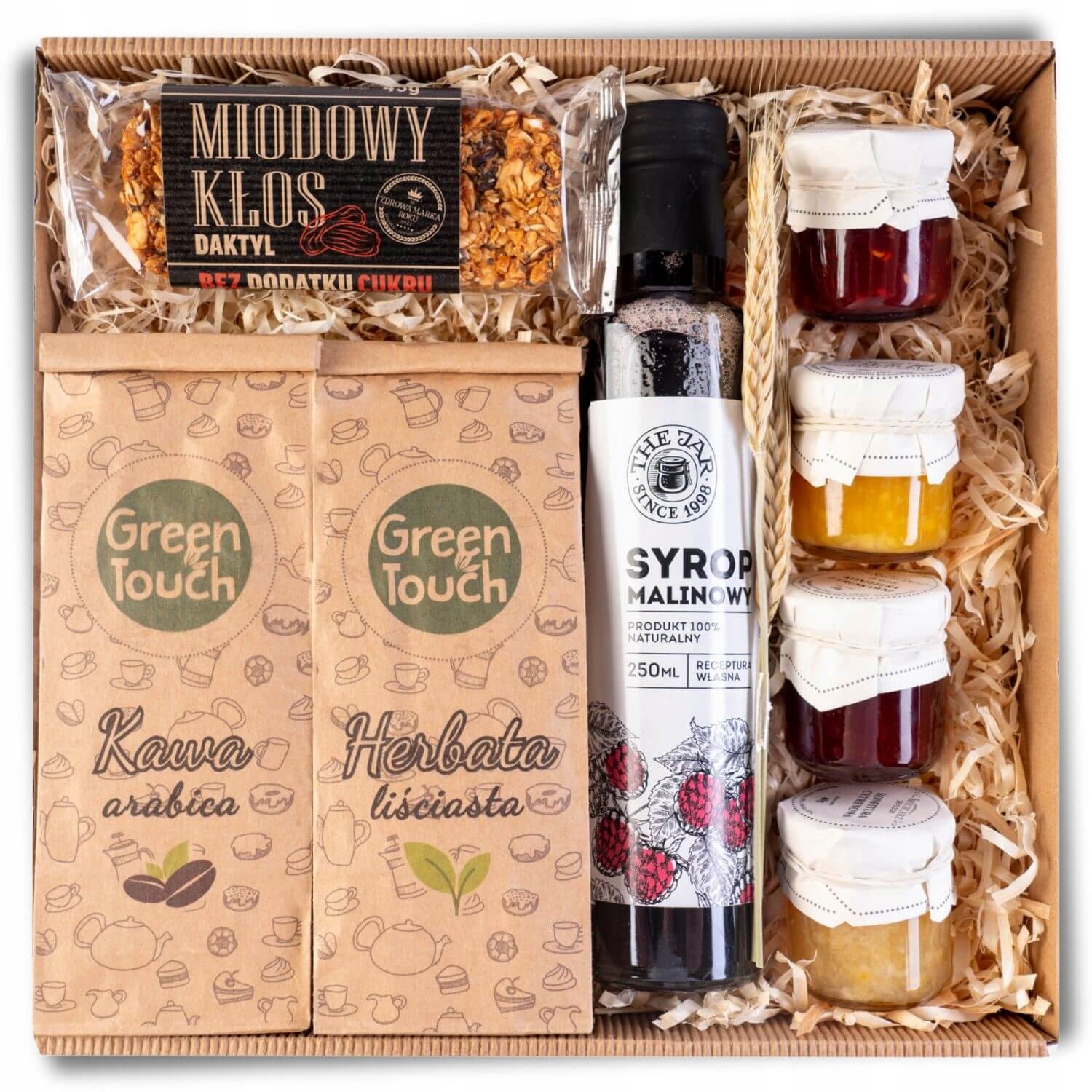 Levně Dárkový Koš Dárek Sada Čaj Káva Sirup Džemy Tyčinka Polský
