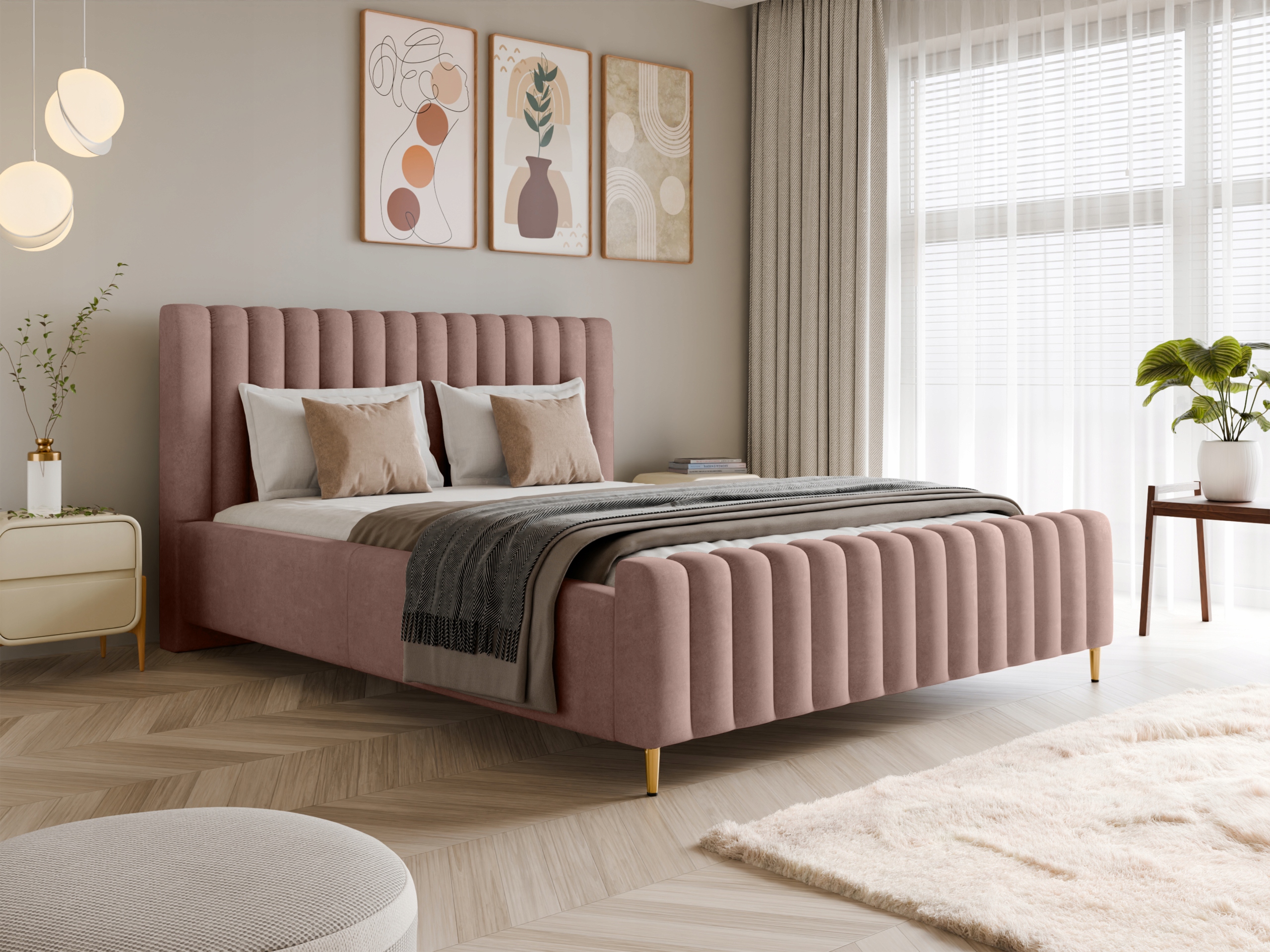 Moderní čalouněná postel 180x200 úložný prostor na povlečení Lux