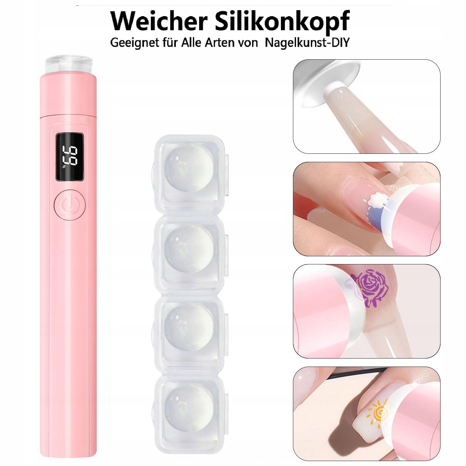 MINI UV LAMPA DO PAZNOKCI LED DO ŻELU LAKIERU I STEMPLI RÓŻOWA — miniatura 4