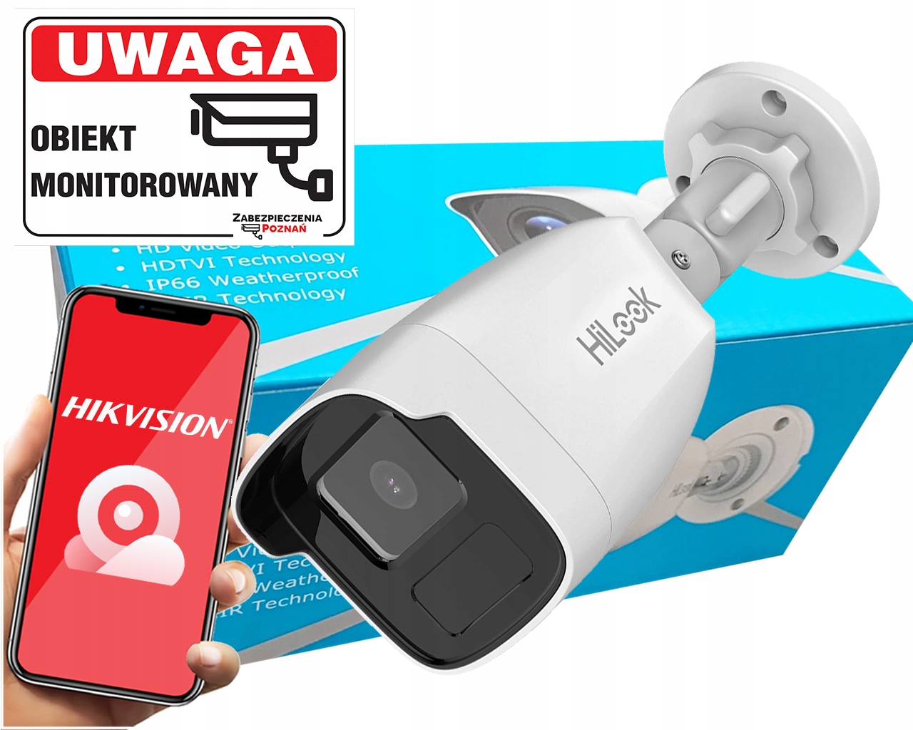 Nowa kamera Ip Hikvision HiLook IPCAM-B2-50IR Promiennik Nocny do 50 Metrów