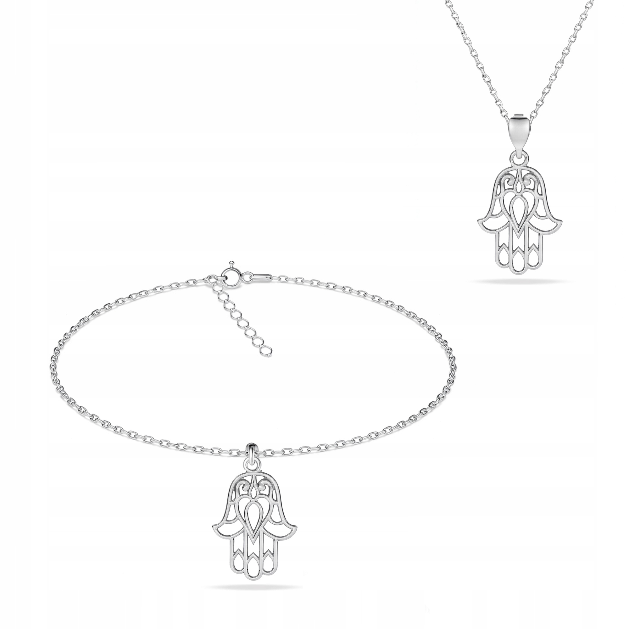 Ruka Fatimy Hamsa Komplet šperků ankrová vazba stříbro 925