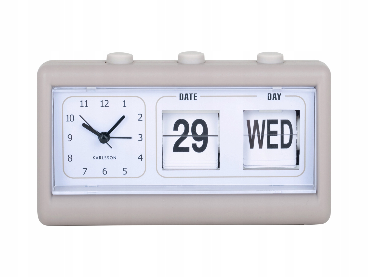 Retro Budík Flip S Datem Plast 19X11,5X6,4 CM Šedý