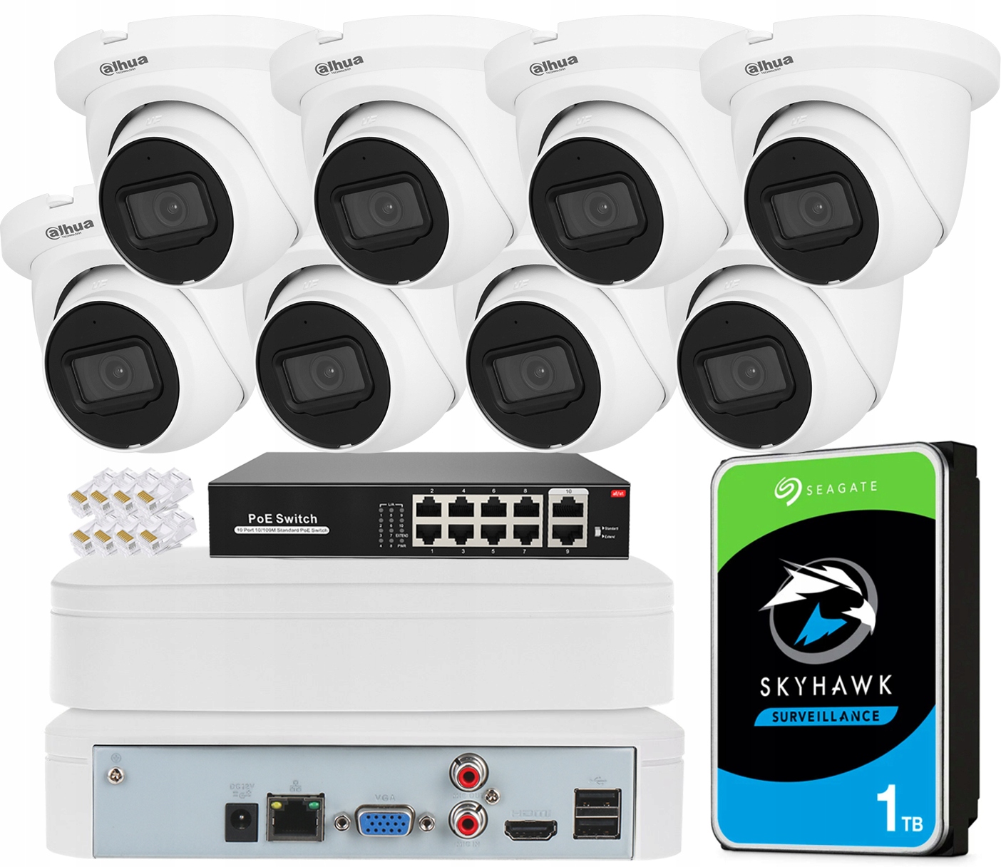 Sada na monitorovanie 8 kamier IPC-HDW2541TM-S-0280 5MPx Dahua WizSense Ir Led