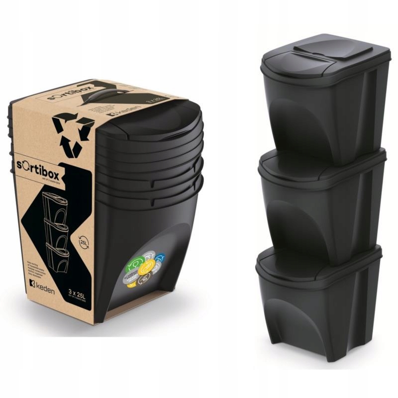 

Zestaw koszy do segregacji Sortibox 3x25l antracyt