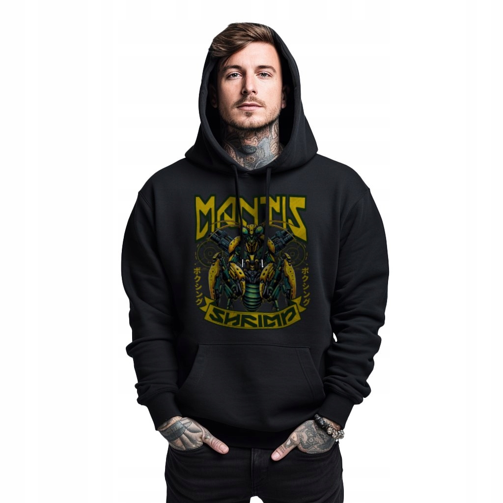 Mikina s s kapucí a potiskem boxu Mantis Shrimp