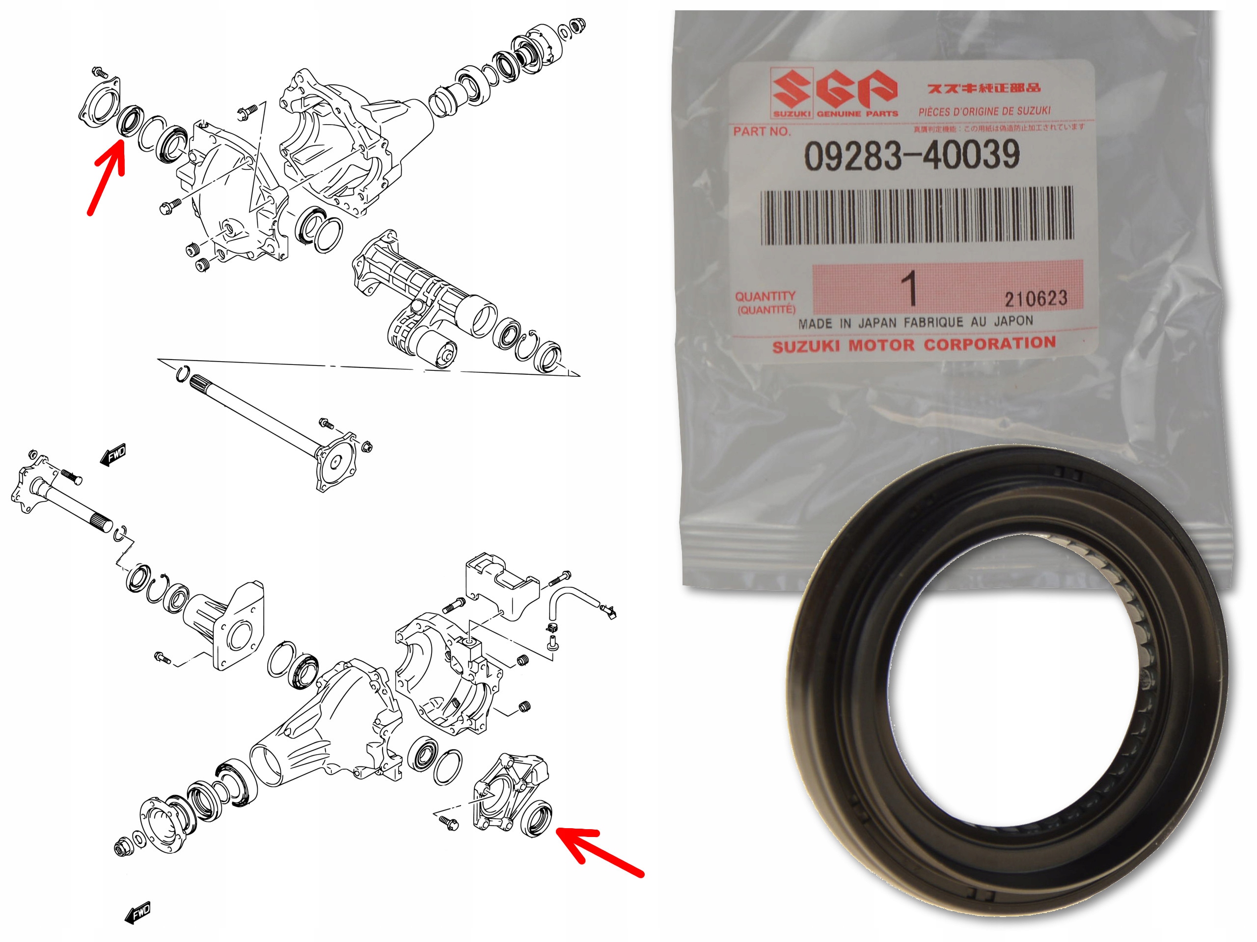 USZCZELNIACZ PÓŁOSI MOSTU PRZÓD 09283-40039 SUZUKI