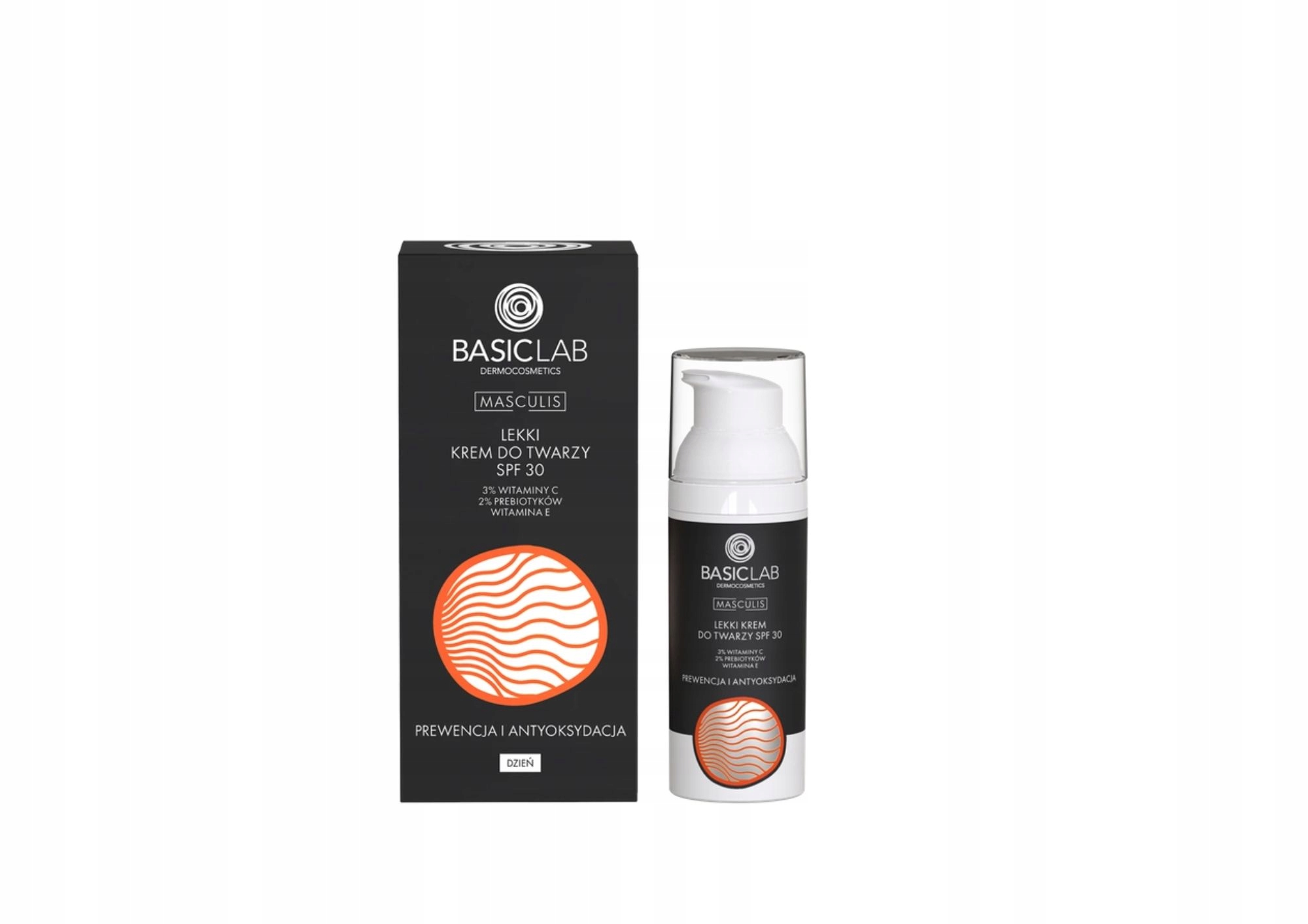 BasicLab, lekki krem do twarzy dla mężczyzn SPF30, 50 ml