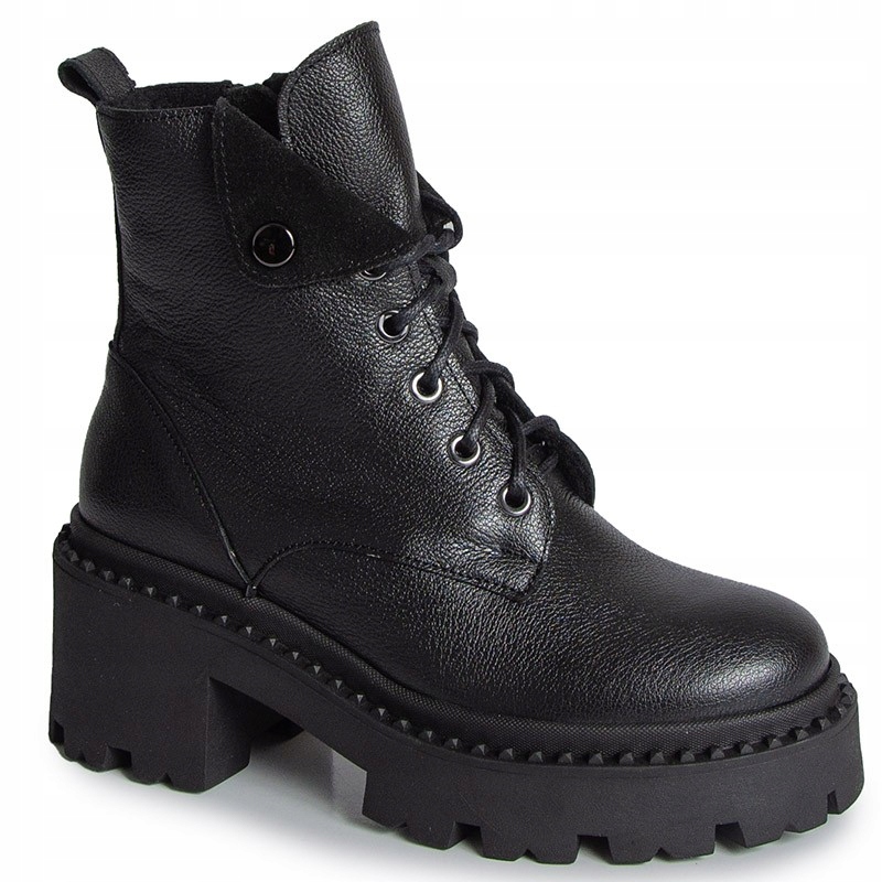 Lemar 60554 Černé Kožené Kotníkové Boty Boty S Ozdobou 40