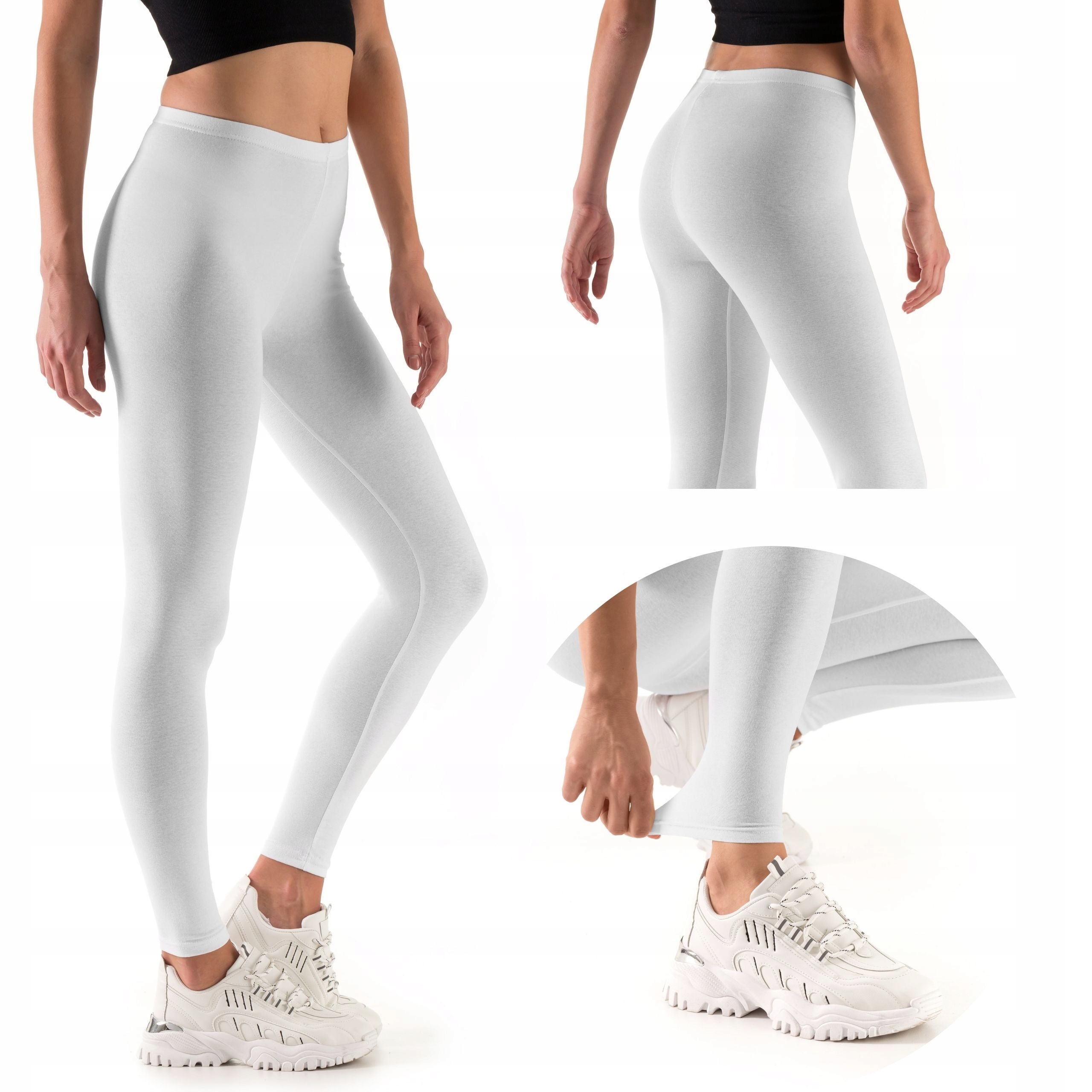 

Legginsy Damskie Bawełniane Długie Getry Białe 2XL